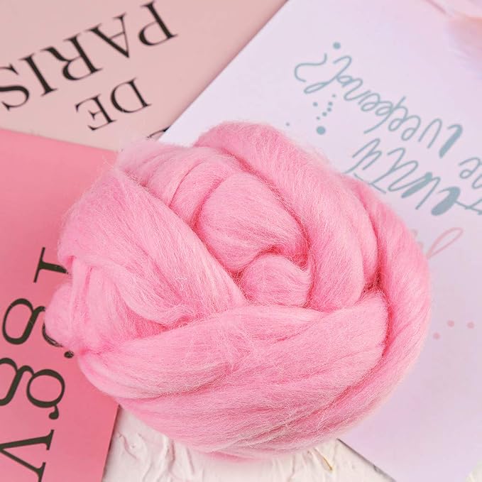 3.53oz Wool Roving Yarn, Fiber Roving Wool Top, Needle Felting Supplies - Image 3