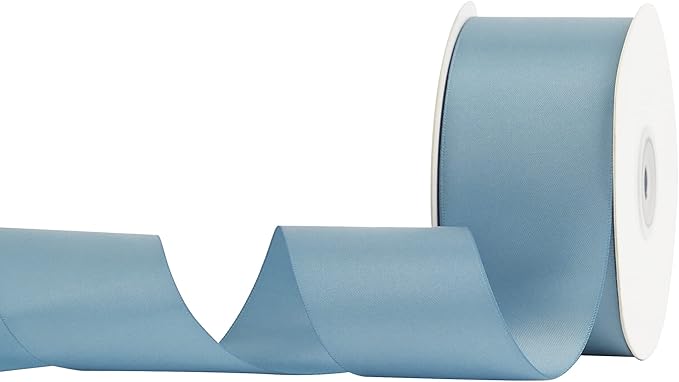 HUIHUANG Dusty Blue 2 inch Wide Double Face Satin Polyester Ribbon - Image 5