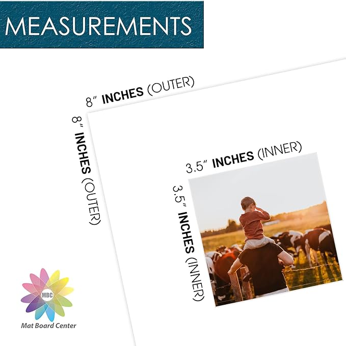 Mat Board Center, 8x8 for 4x4 White Photo Picture Mats - Image 2
