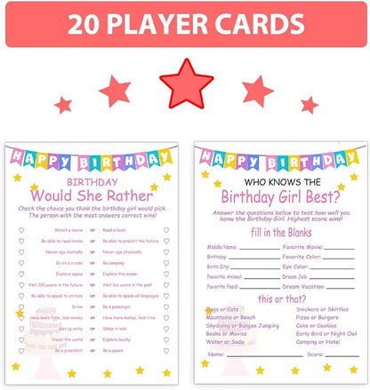 Birthday Party Games Set for Girls- 20 Birthday Double Sided Games Cards Set- - Image 3
