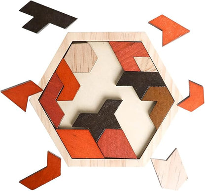 Skrtuan Wooden Puzzle Hexagon Tangram Puzzle - Image 2