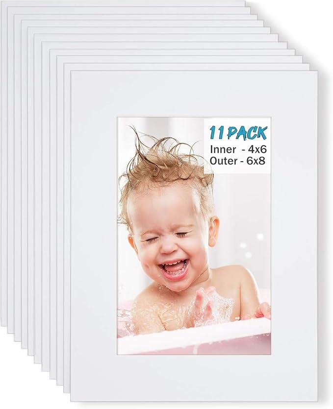 Egofine 6x8 White Picture Mats Pack of 11, Frame Mattes - Image 6