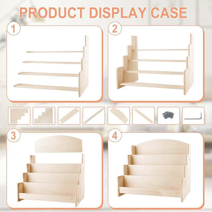 4-Tier Wooden Greeting Card Display Stand, Sticker Organizer Rack, Retail - Image 7
