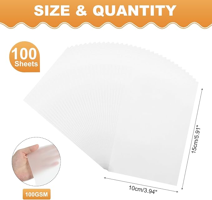 MECCANIXITY 100 Sheet Colored Vellum Paper 4" x 6", 100gsm Translucent - Image 2