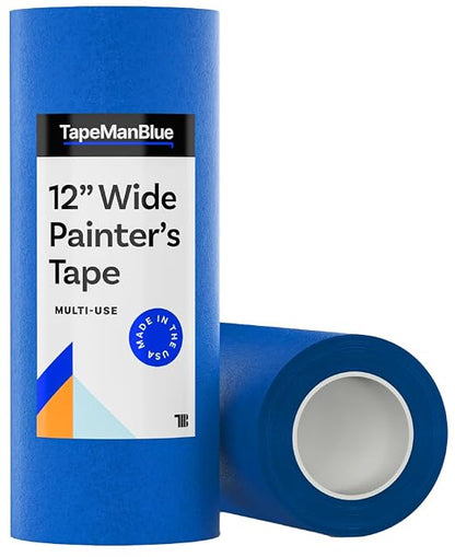 Wide Blue Painters Tape, 12 inch x 60 yds, Made in America, Great Masking Tape by TapeManBlue