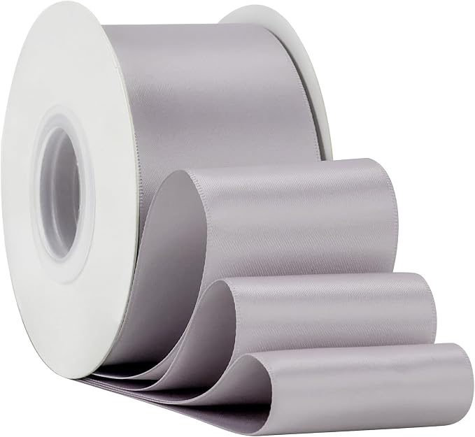 HUIHUANG Dusty Purple Ribbon 2 inch Wide Double-Faced Pastel Lilac Satin Silk - Image 3