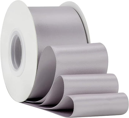 HUIHUANG Dusty Purple Ribbon 2 inch Wide Double-Faced Pastel Lilac Satin Silk - Image 3