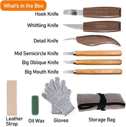 10Pcs Wood Carving Kit, Beginner Set - Image 2