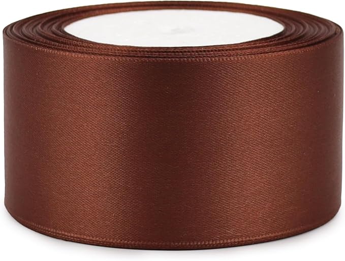 Brown Solid Satin Ribbon 2 Inch 25 Yards Solid Polyester Fabric Ribbon - Image 7