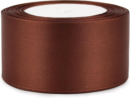 Brown Solid Satin Ribbon 2 Inch 25 Yards Solid Polyester Fabric Ribbon - Image 7