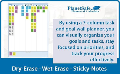 Sky Blue 7-Column Task, Goals & Objective Wall Vertical Organizer 24" x 19". - Image 4