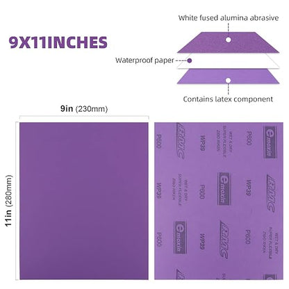 Sandpaper 600 Grit 20 PCS, Wet Dry Sanding Sheets 9 x 11 Inch, Automotive - Image 2
