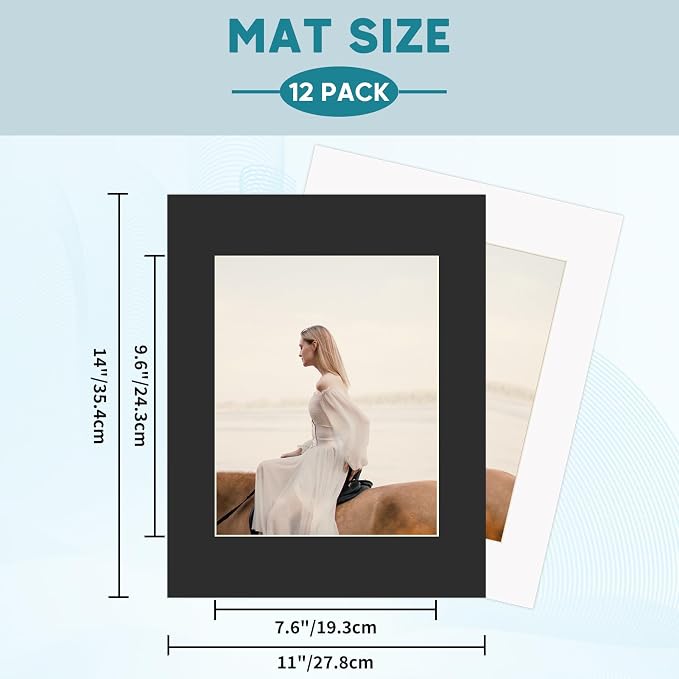 ZBEIVAN 12 Packs White and Black Colors 11x14 Picture Frame Mats - Image 2