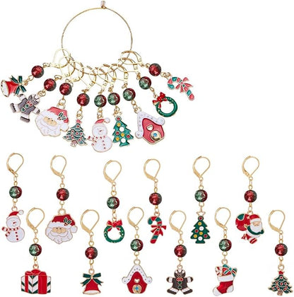 SUNNYCLUE 1 Box 24Pcs 12 Style Christmas Crochet Stitch Markers Stitch Marker by SUNNYCLUE