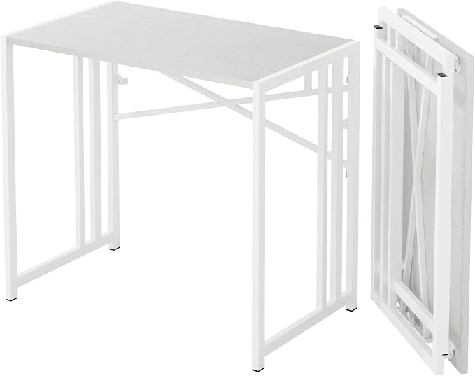 Small Folding Desk 35 inch, No Assembly Required Narrow Office Desk, Writing by Lutown-TeenHome