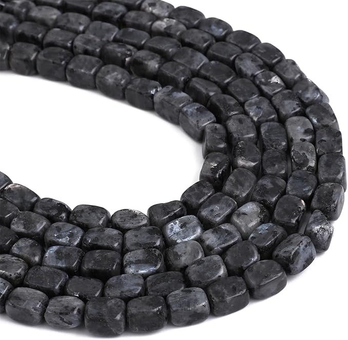 Natural Black Spectrolite Cuboid Stone Loose Semi Gemstone Beads - Image 6