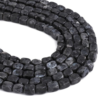 Natural Black Spectrolite Cuboid Stone Loose Semi Gemstone Beads - Image 6