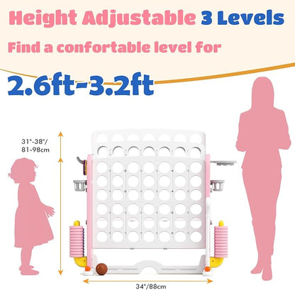 Giant 4 in-A-Row Connect Game Set, Adjustable Height Jumbo Yard Game - Image 5