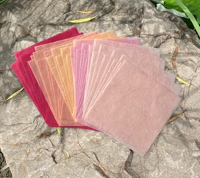 50 Sheets 6 x 6 Inches Natural Fiber Mulberry paper Sheets Square Origami Paper - Image 2