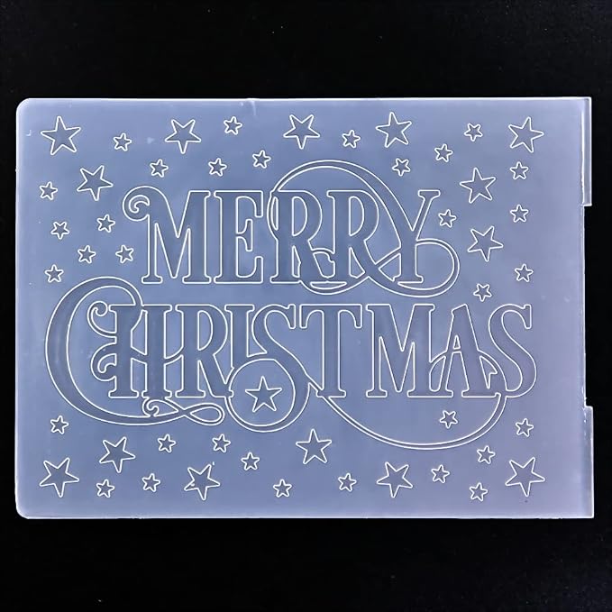 Words Merry Christmas Star Background Plastic Embossing Folders - Image 2