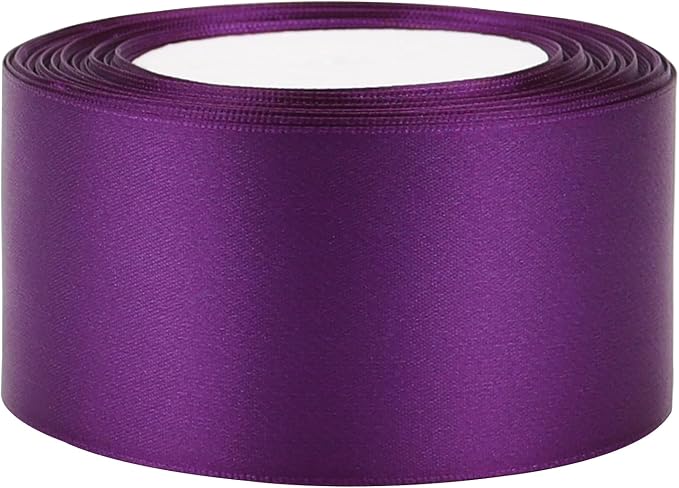 Purple Solid Satin Ribbon 2 Inch 25 Yards Solid Polyester Fabric Ribbon - Image 6