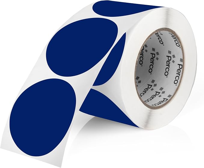 Perco Dark Blue 3-Inch Round Circle Dot Sticker Labels by Perco