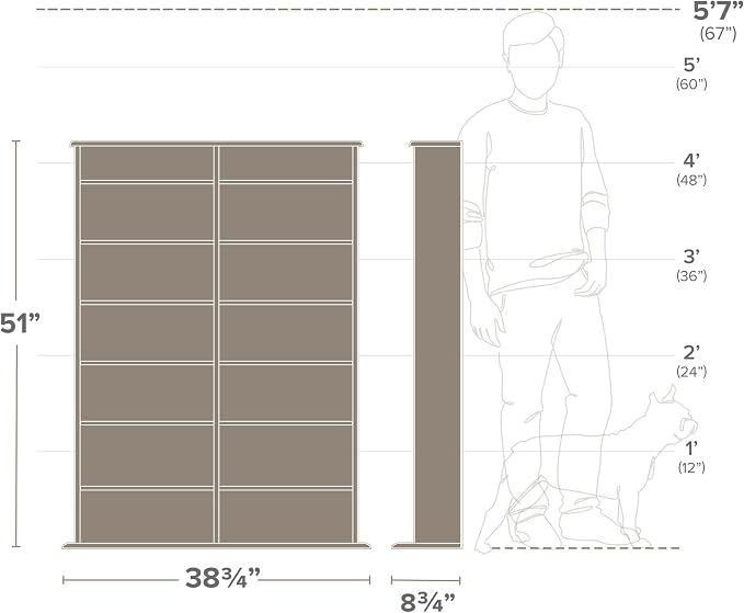 Prepac 2 Column Display Cabinet Media Storage, 38.75" Wide - Image 4