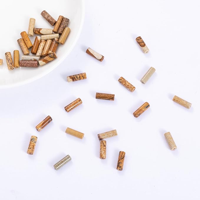 Natural Blown Picture Stone Cylinder Tube Beads 4x13mm 38cm/str Loose Semi - Image 4