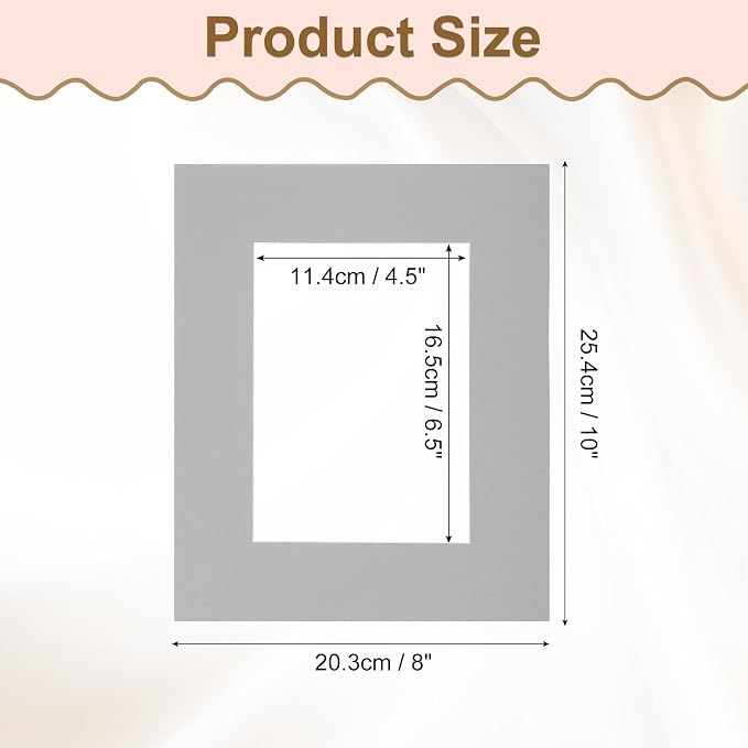 Picture Mats, 8 x 10 for 5 x 7 Pictures Acid Free White Core Bevel Cut Frame - Image 2