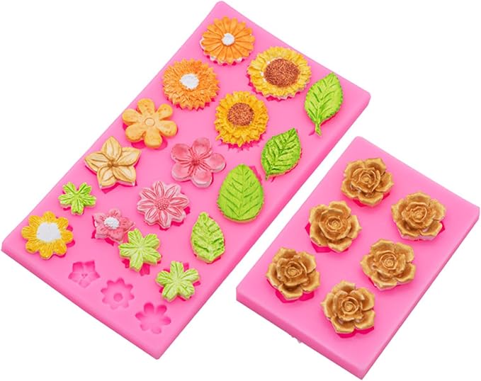 Flower Silicone Veiner Mold Set, Fondant Flower Veining Mold Tulip Orchid Molds - Image 3