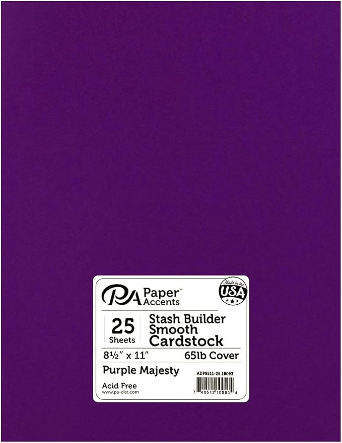 PA Paper Accents Stash Builder Cardstock 8.5" x 11" Purple Majesty, 65lb by AccentDesignsPaperAccents