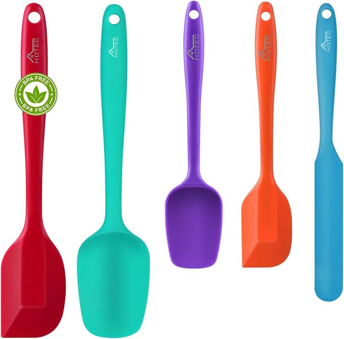 HOTEC Heat Resistant 600℉ Food Grade Silicone Rubber Spatula Set by Hotec
