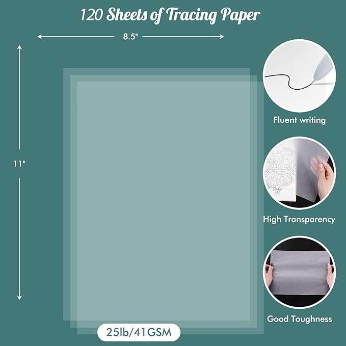 120 Sheets 8.5”x 11” Tracing Paper - Image 2