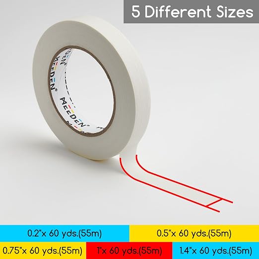 MEEDEN 5 Packs White Artist Tape, 0.2" 0.5" 0.75" 1.0" 1.4" x 60 Yard, - Image 2