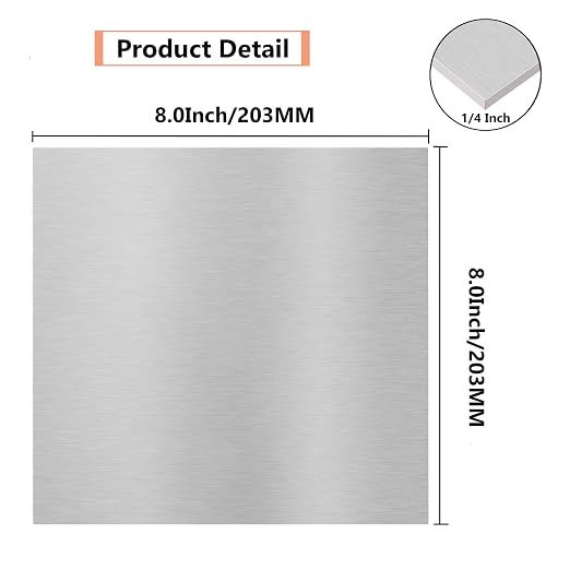 6061 T651 Aluminum Sheet Metal 8 x 8 x 1/4 Inch Flat Plain Aluminum Plate - Image 2