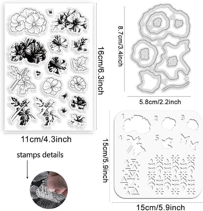 ORIGACH Geranium Layering Stencil Stamp and Die Set - Image 2