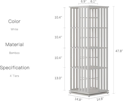 YOWOS Rotating Bookshelf Tower, 360 Display Spinning Bookcase, Bamboo Bookshelf - Image 2