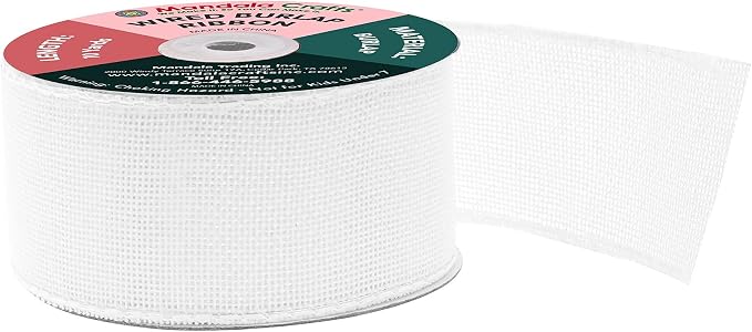 Mandala Crafts White Burlap Wired Ribbon 2 Inches Wide Jute Ribbons - Image 2