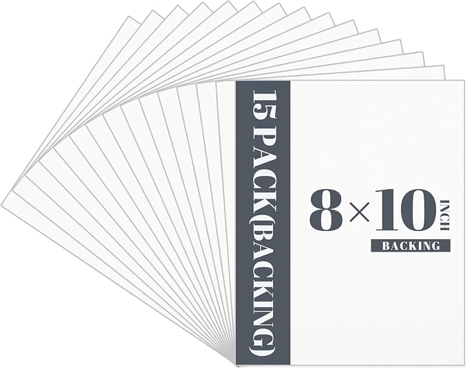 Prudiut 15 Pack 8x10 Backing Boards Only, Uncut White Mat Board Acid Free Mat by Prudiut