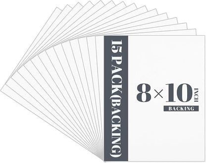 Prudiut 15 Pack 8x10 Backing Boards Only, Uncut White Mat Board Acid Free Mat by Prudiut
