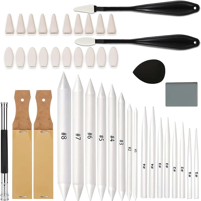 43 Pcs Blending Stumps for Drawing Tortillions Blending Sticks Paper Art by Yolev