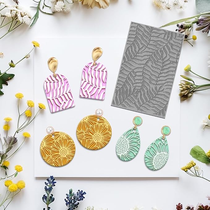 4PCS Polymer Clay Flowers Leaves Texture Sheets Set - Image 7