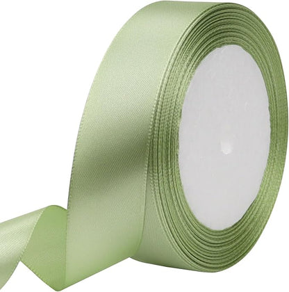 Pale green Solid Satin Ribbon 1 Inch 25 Yards Solid Polyester Fabric Ribbon by Riunbb