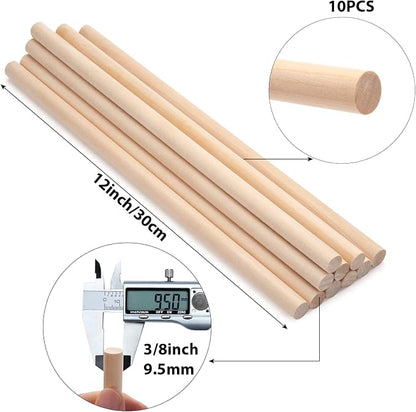 3/8 x 12 Wooden Dowels Wood Sticks - Image 2