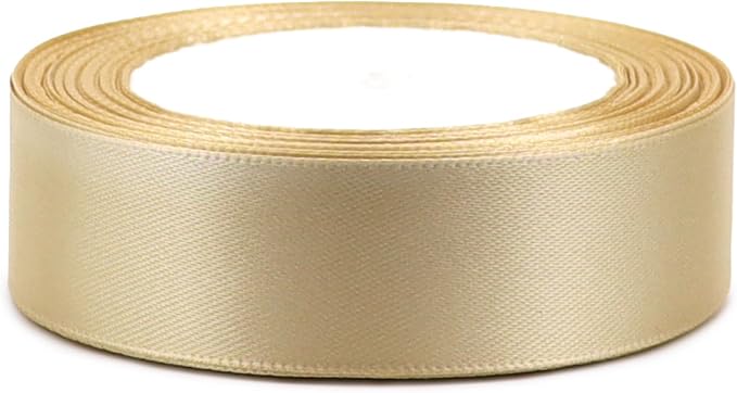 Champagne Solid Satin Ribbon 1 Inch 25 Yards Solid Polyester Fabric Ribbon - Image 3