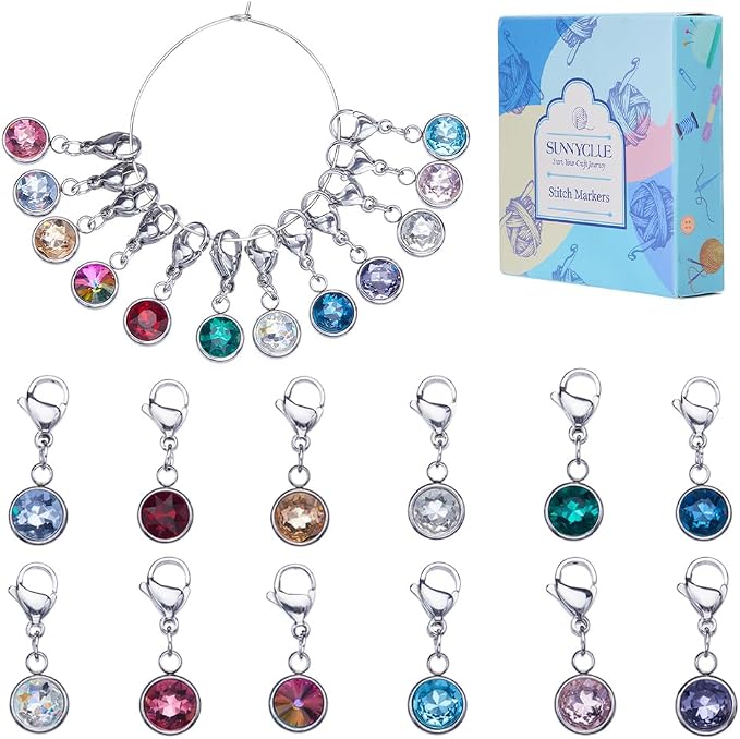 SUNNYCLUE 1 Box 12pcs Knitting Stitch Markers Knitting Crochet Markers by SUNNYCLUE