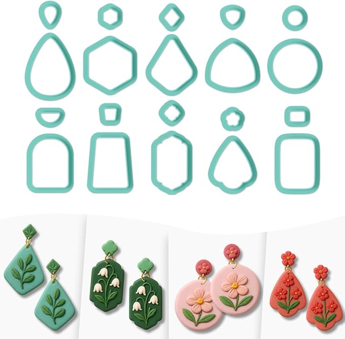 10 Sets Geometric Clay Cutters, Clay Jewelry Making Kit by ACRNIGHEET