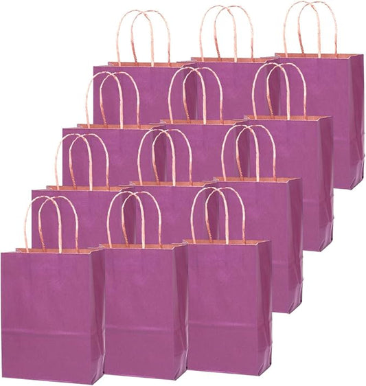 qiqee 60 pcs Kraft Bags with Handles 7.6"x4.75"x10.5" Medium Gift Paper Bag by Qiqee