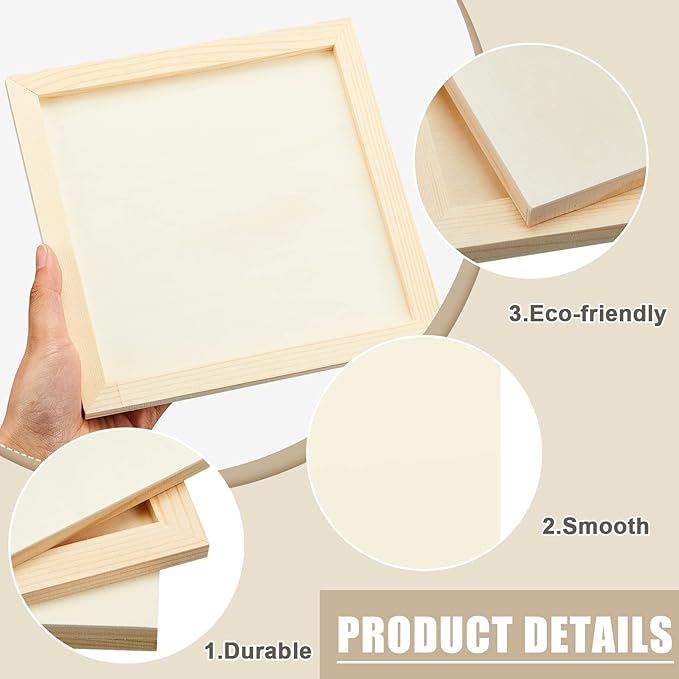 Kathfly 12 Pcs 8 x 8'' Wood Panel Boards, Unfinished Wood Canvas Panels - Image 3