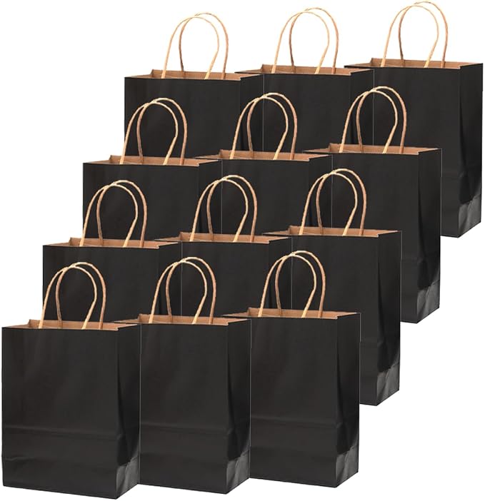 qiqee 60 pcs Kraft Bags with Handles 7.6"x4.75"x10.5" Medium Gift Paper Bag - Image 4